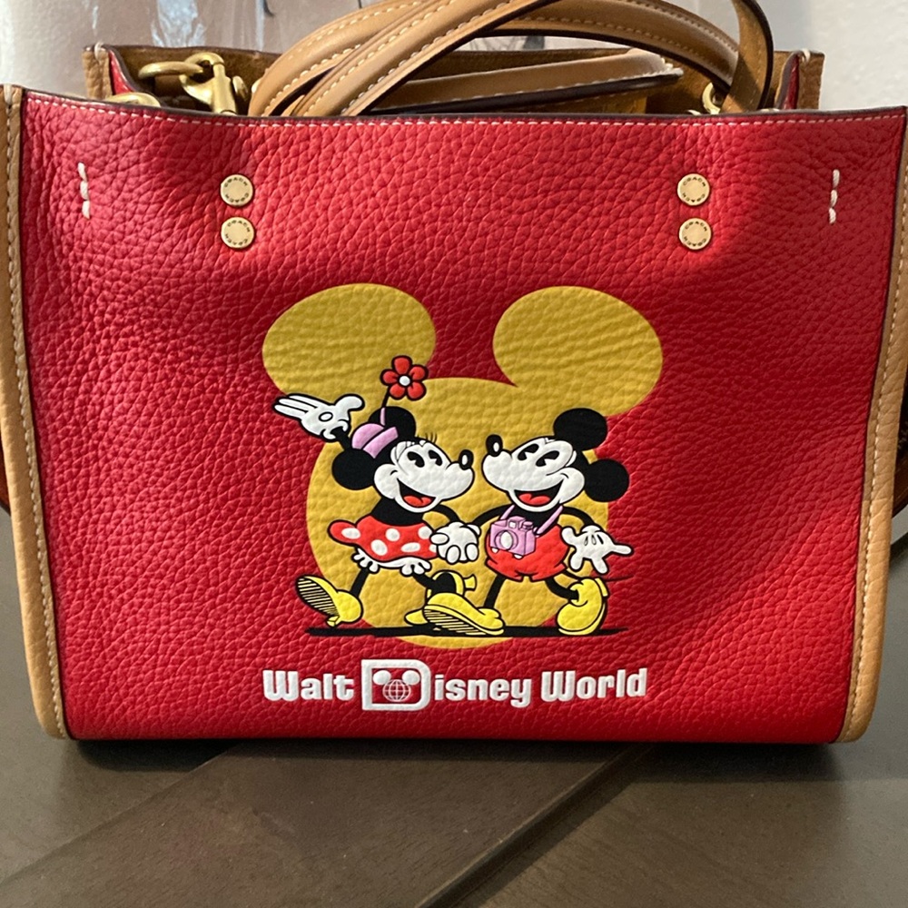 New! COACH X DISNEY Limited Edition 50 Year RED MICKEY & MINNIE MOUSE ROGUE 25
